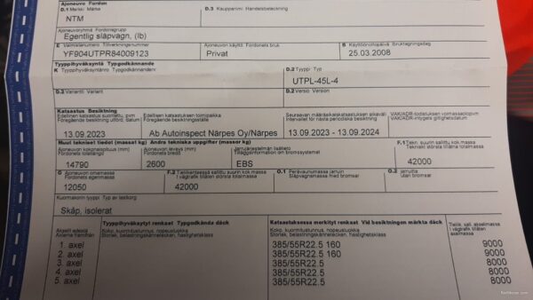 NTM 12,5 M KOKOSIVUNAUKEAVA 12.500€ALV0 RAHOITUS /LEASING TARJOLLA* WALKING FLOOR * SIISTI VÄHÄN VEDETTY KÄRRY 2008 - Image 9