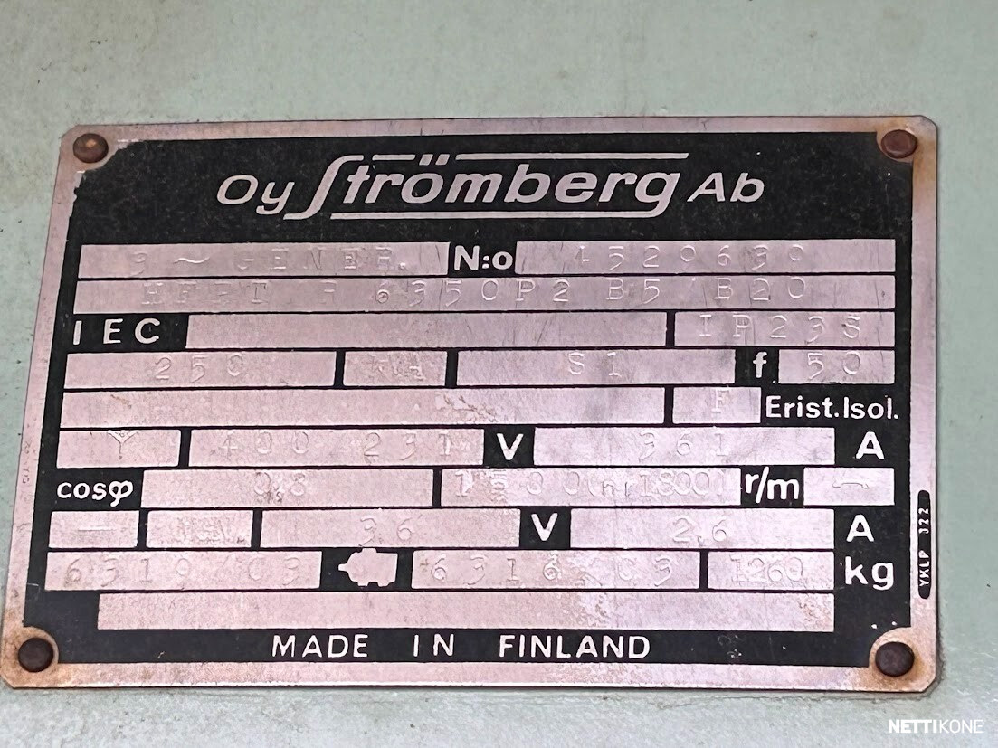 Strömberg **MYYTY**250kVa Generaattori Scanian DS14 V8 moottorilla 1979 - Image 19