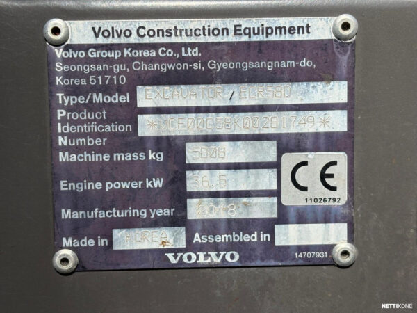 Volvo ECR 58 D 64 900+alv *VAIN 895h* *Rahoitus/Leasing tarjolla* 2018 - Image 24