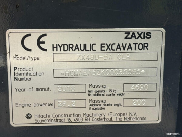 Hitachi ZX 48U-5A CLR 36000 alv 0 % *Rahoitus/Leasing tarjolla* 2018 - Image 25