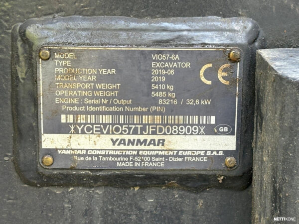 Yanmar VIO 57-6A 45 500 alv 0 % *Rahoitus/Leasing tarjolla* 2019 - Image 7