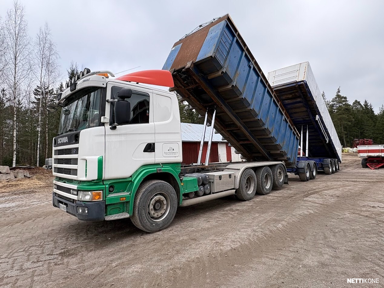 Scania G164 580hv V8 8x4 Tridem Kippaava 0-laite 30m3 lava + 5-aks kärry 43m3 *Rahoitus* 2004